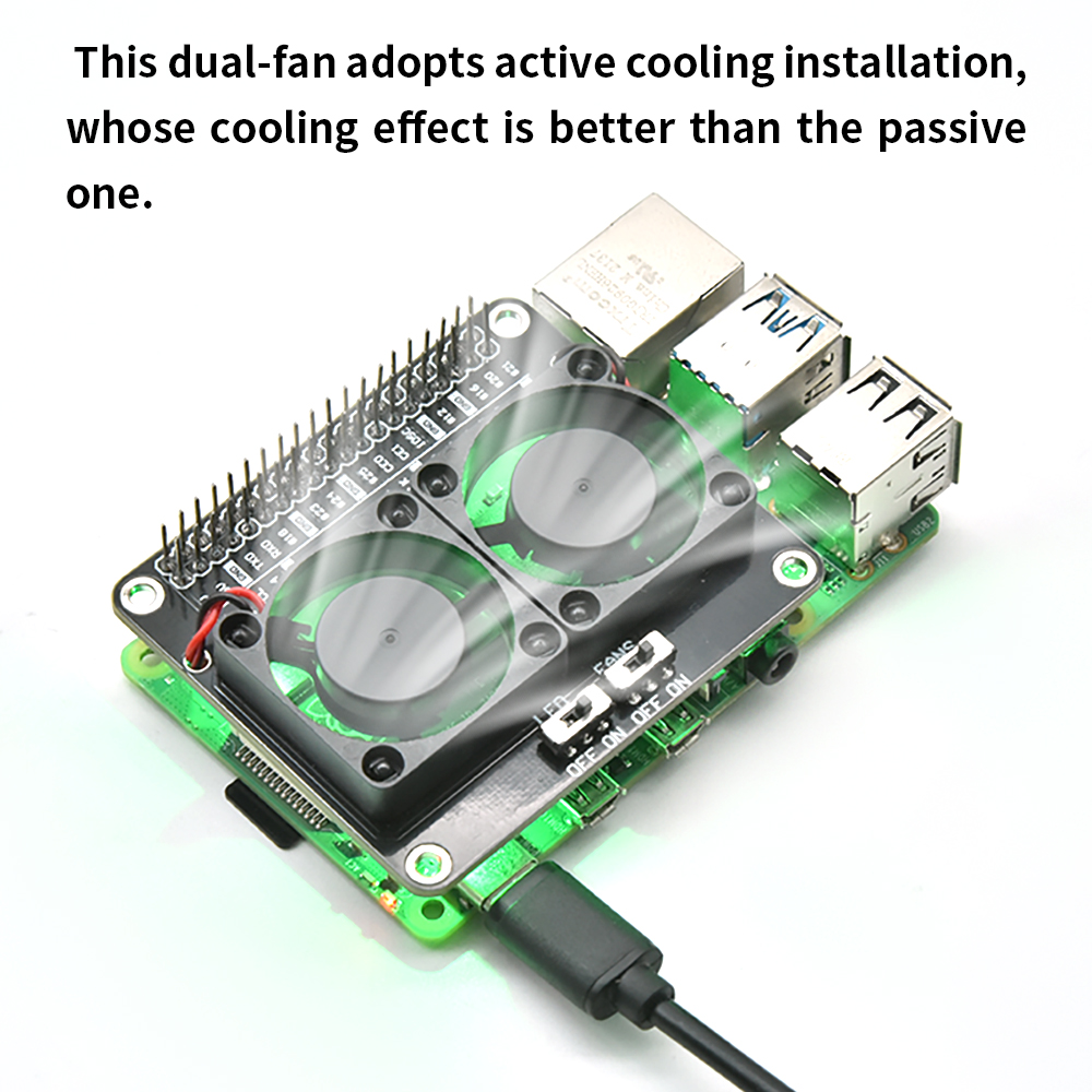 Raspberry Pi Water Cooling Kit - Rpi درع مروحة تبريد مزدوج مع
